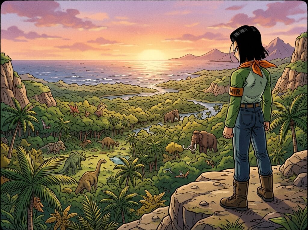 the transformation of android 17 at monster island 1779027366771